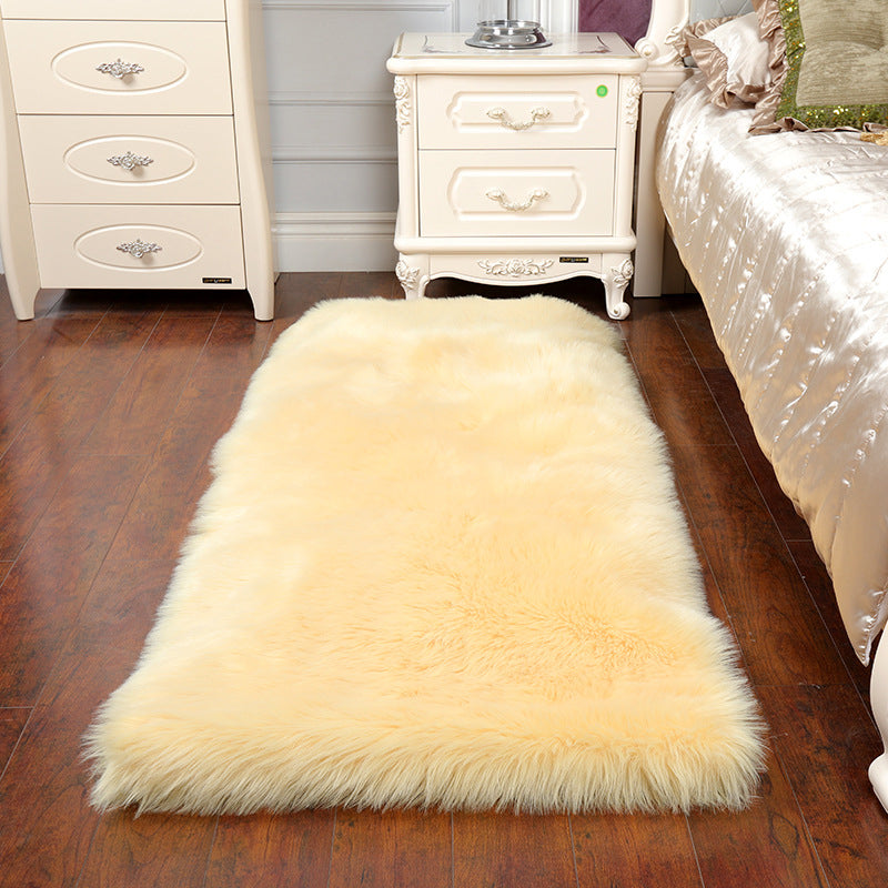 Solid Color Contemporary Rug Faux Fur Rug Washable Area Rug for Living Room