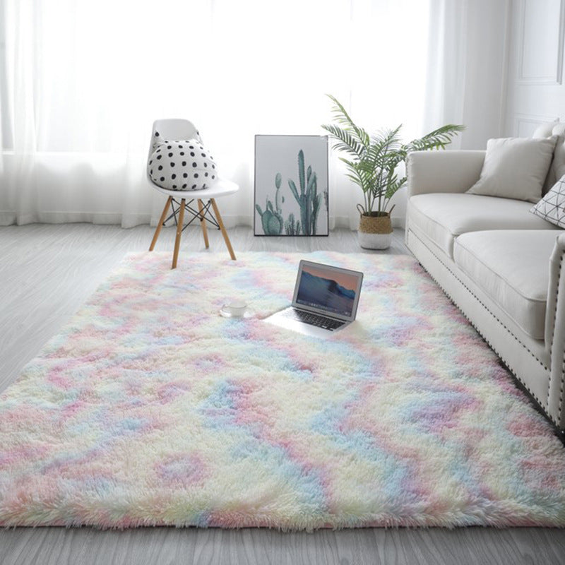 Casual Rug Fluffy Tie Dye Print Rug Washable Carpet for Living Room