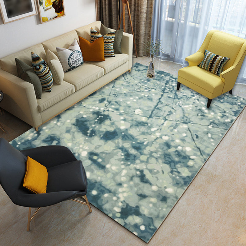 Contemporary Watercolor Pattern Rug Blue and Grey Polyester Rug Washable Area Rug for Living Room