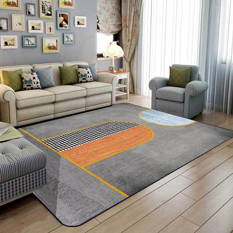 Contemporary Modern Rug in Brown Color Block Houndstooth Pattern Area Rug Polyester Washable Carpet for Bedroom