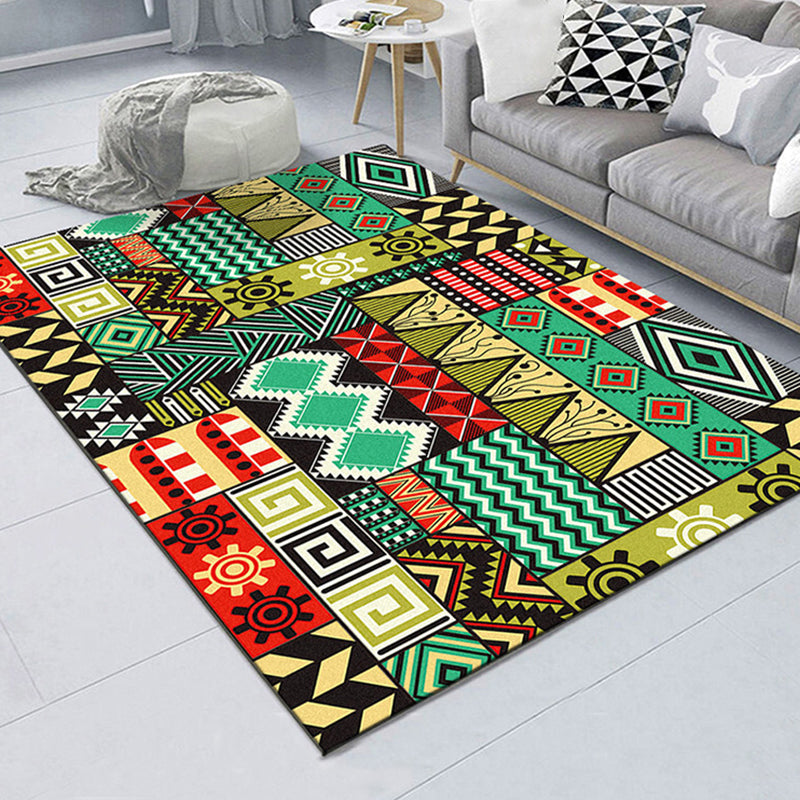 Americana gecontroleerd patroon tapijt met gestreepte veelkleurige polyester tapijt machine wasbaar niet-slip gebied tapijt voor slaapkamer