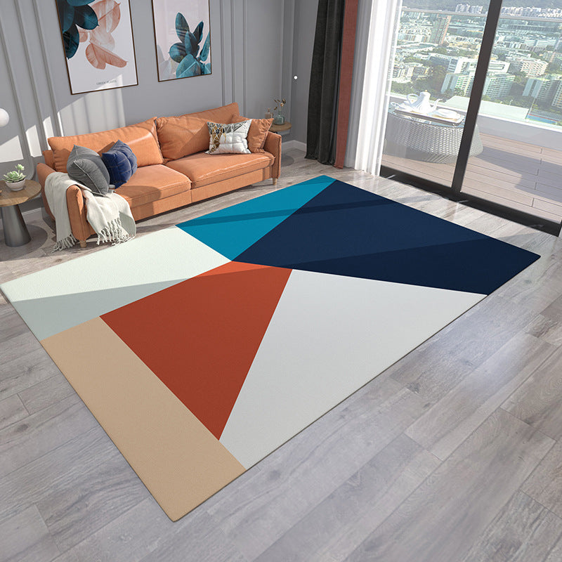 Simplicity Colorblock Rug Red and Green Flannel Rug Washable Pet Friendly Non-Slip Area Rug for Living Room