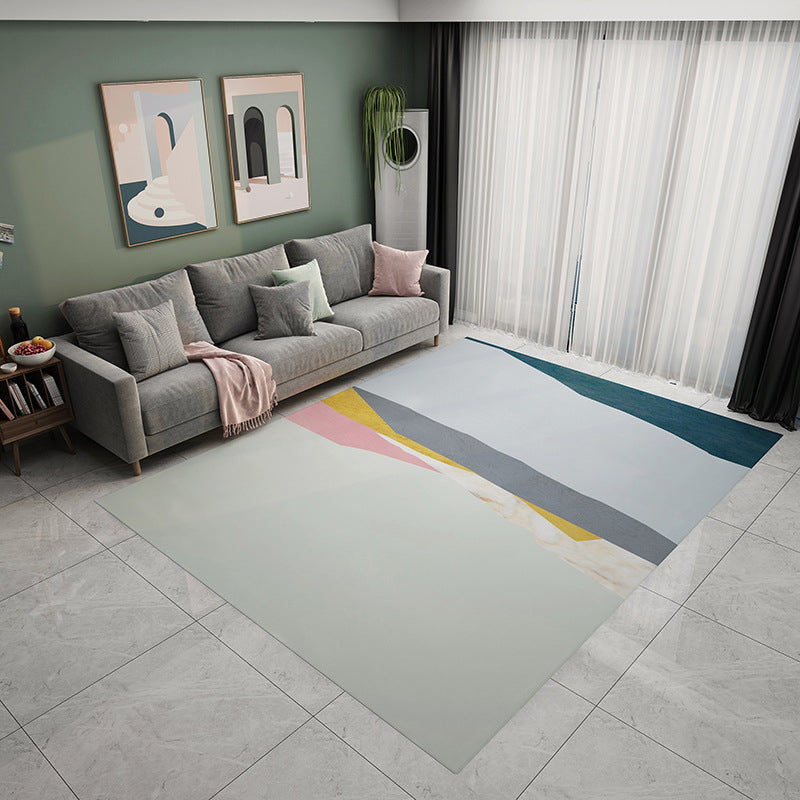 Multicolor Modernist Rug Flannel Colorblock Rug Pet Friendly Washable Anti-Slip Backing Carpet for Living Room