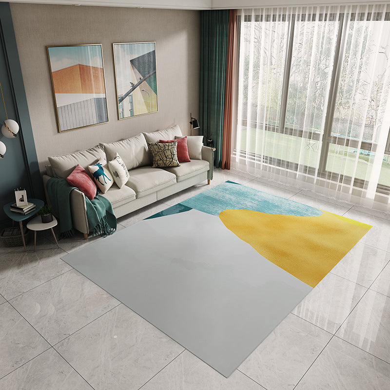 Multicolor Modernist Rug Flannel Colorblock Rug Pet Friendly Washable Anti-Slip Backing Carpet for Living Room
