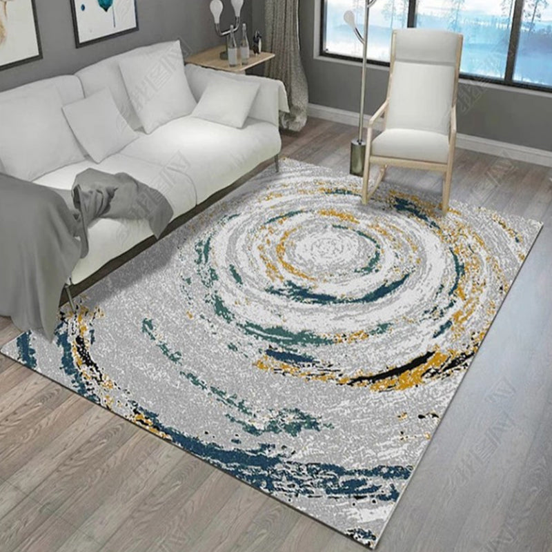 Multicolor Modernism Rug Polyester Abstract Rug Pet Friendly Washable Anti-Slip Backing Carpet for Decoration