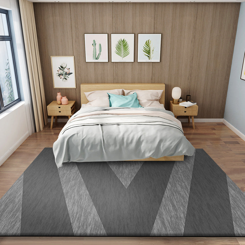 Modernist Geometric Pattern Rug Grey Polyester Rug Non-Slip Pet Friendly Washable Are Rug for Bedroom