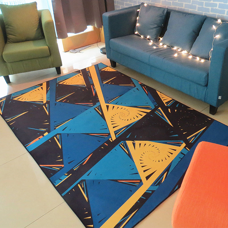 Modernism Geometric Pattern Carpet Multicolor Polyester Rug Anti-Slip Backing Pet Friendly Washable Rug for Home