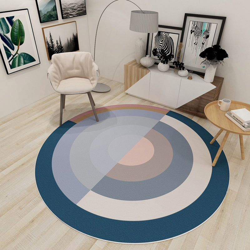 Nordic Multiple-Rings Pattern Rug Soft Color Synthetics Carpet Stain-Proofing Washable Rug for Dorm Room