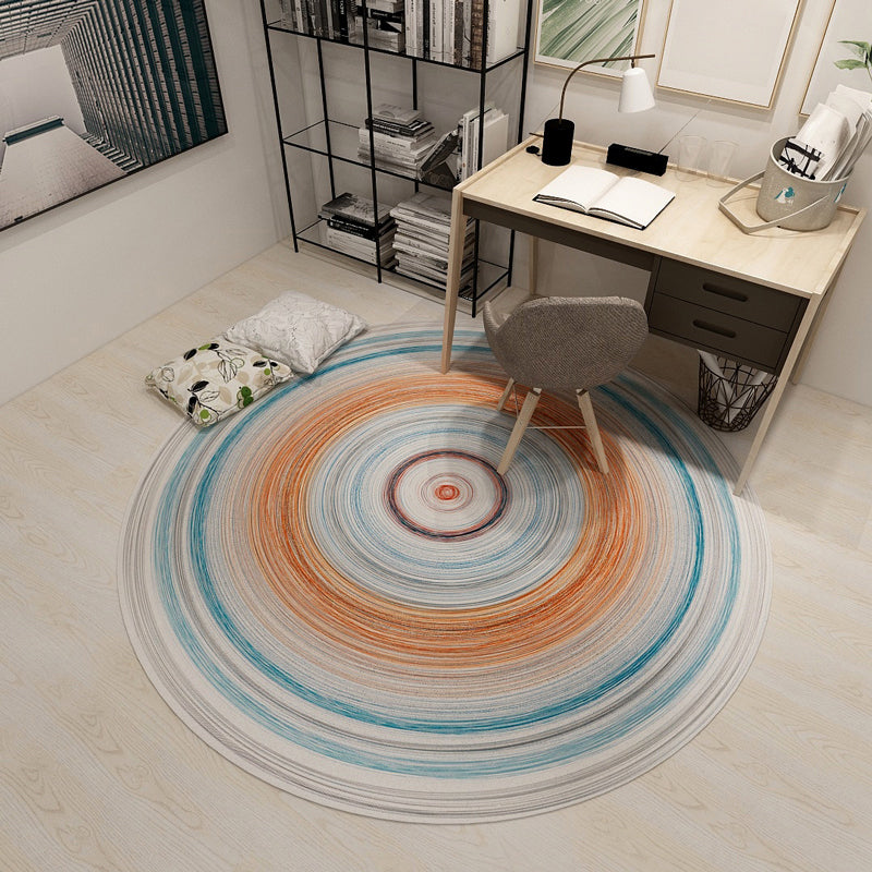 Nordic Multiple-Rings Pattern Rug Soft Color Synthetics Carpet Stain-Proofing Washable Rug for Dorm Room
