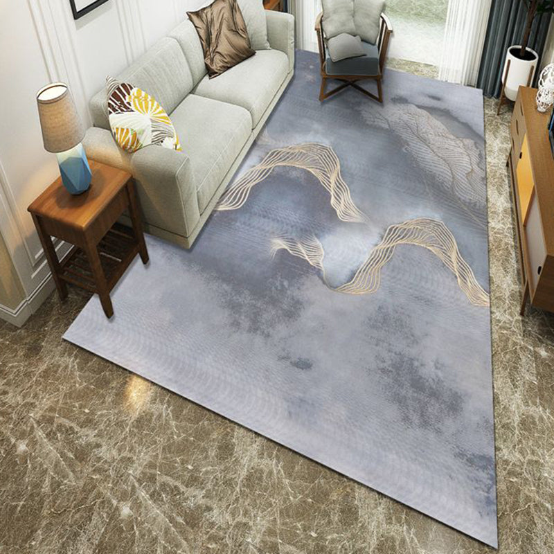 Modern Style Polyester Rug Gray Series Washable Area Rug with Abstract Design for Living Room