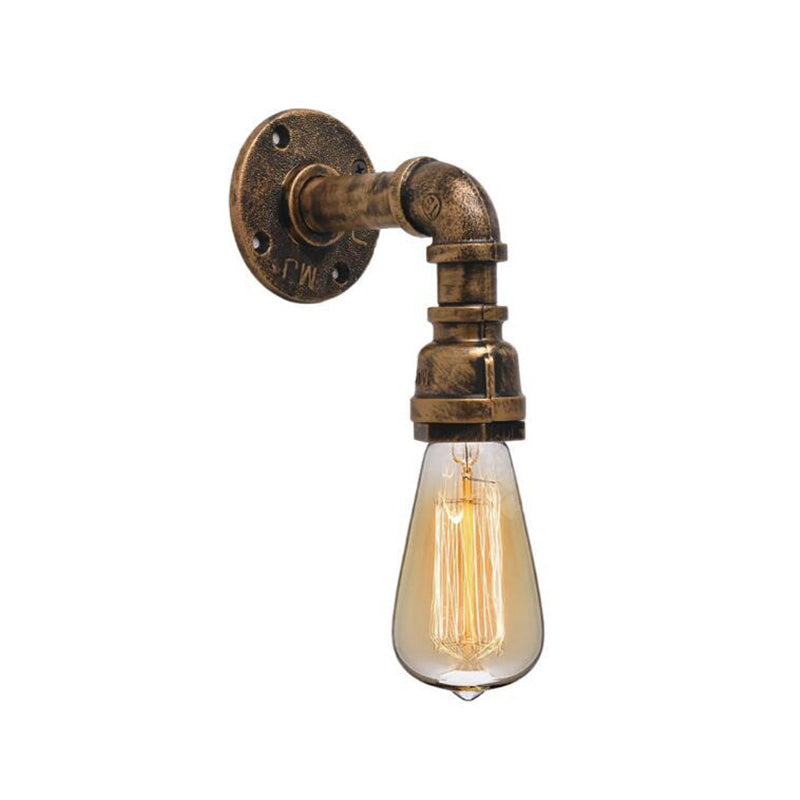 Single Metal Wall Mount Lighting Industrial Bronze Pipe Kitchen Wall Lamp with Bare Bulb Design