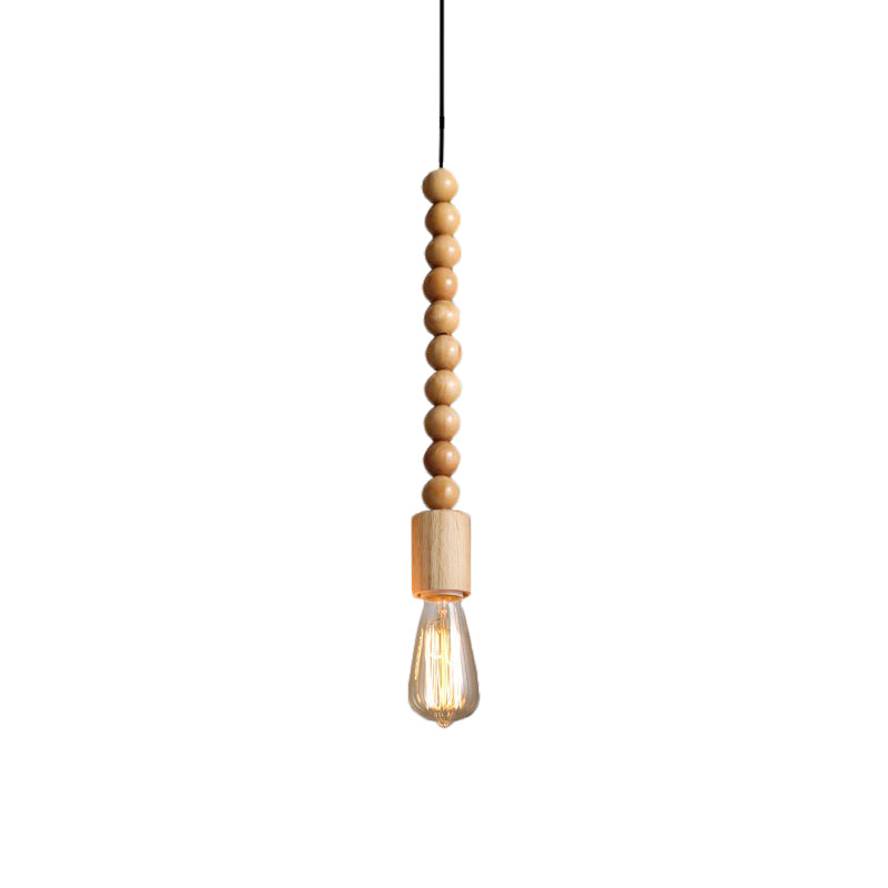 Brown Baluster Pendant Ceiling Light Simplicity 1 Head Wood Exposed Bulb Designed Hanging Lamp Kit