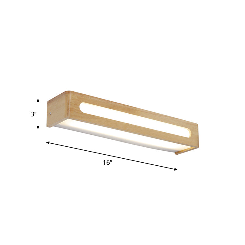 Rechteckige Flush -Bergwand Wandleuchter nordisches Acryl 12 "/19.5"/23,5 "Breites LED -Badezimmer Waschtischwandleuchte in Holz