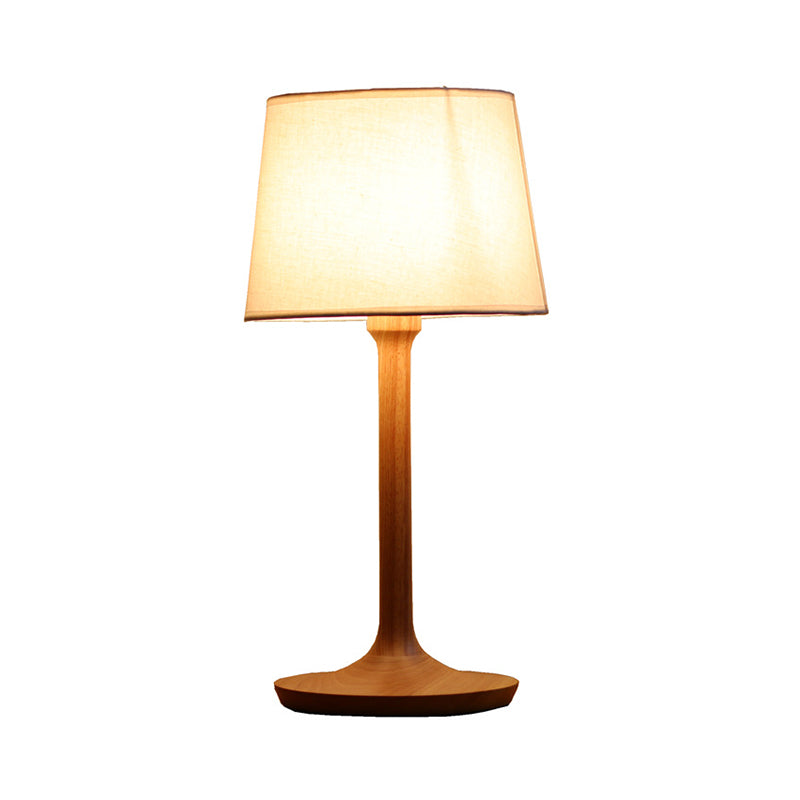 Light da comodino da comodino a 1 bulbina lampada da comodino in legno minimale con tonalità in tessuto secchio