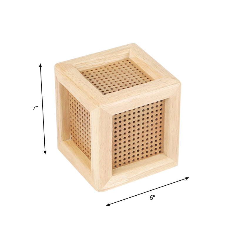 Cubo Box Mini Lampada Night Lampada in legno 1 Testa Light Nordic Table Light With Pierced Hole in Beige