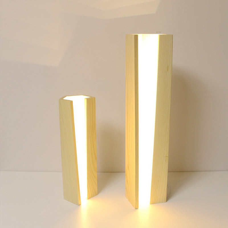 Lampada da tavolo in legno a scatola aperta Simplicity Lampada da comodino beige a LED da 5"/6" di lunghezza per camera da letto