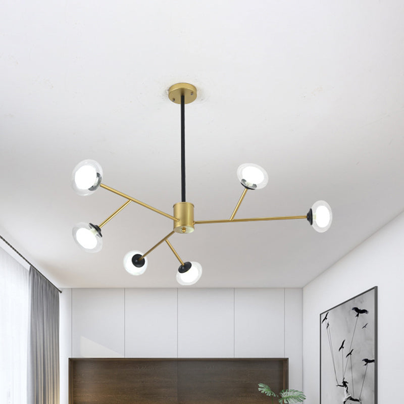 Lampadario a soffitto nera/oro Blasselier Postmodern, 15/06/18 Kit di luce sospesa in metallo con sfera di vetro latte