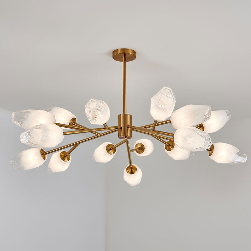 Opal Glassone Glass Bud Bud Budgente Light Postmodern 12/15 teste lampadario soffitto in oro