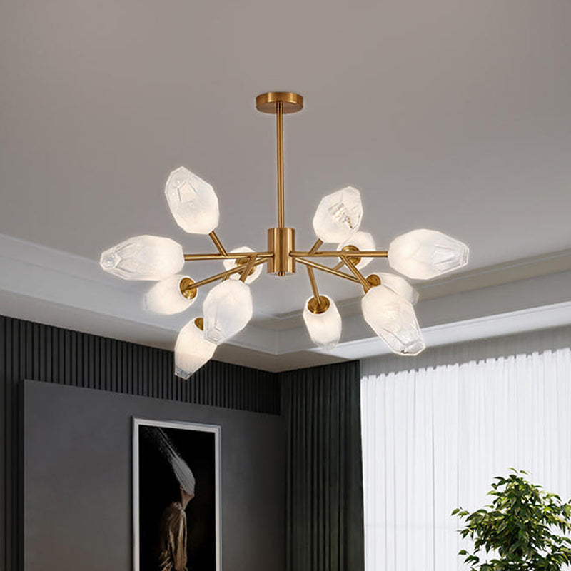 Opal Glassone Glass Bud Bud Budgente Light Postmodern 12/15 teste lampadario soffitto in oro