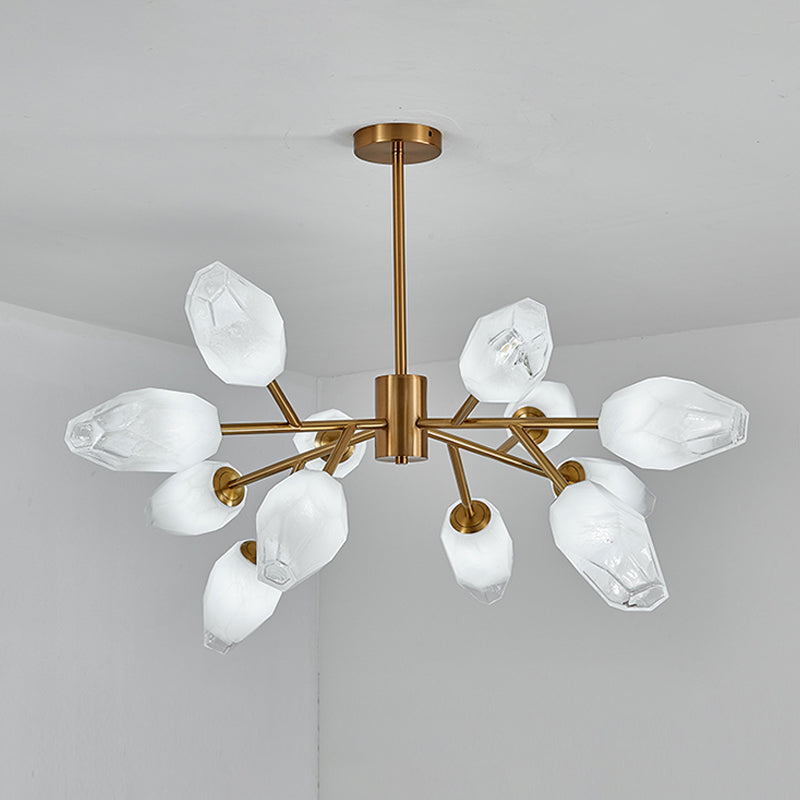 Opal Glassone Glass Bud Bud Budgente Light Postmodern 12/15 teste lampadario soffitto in oro