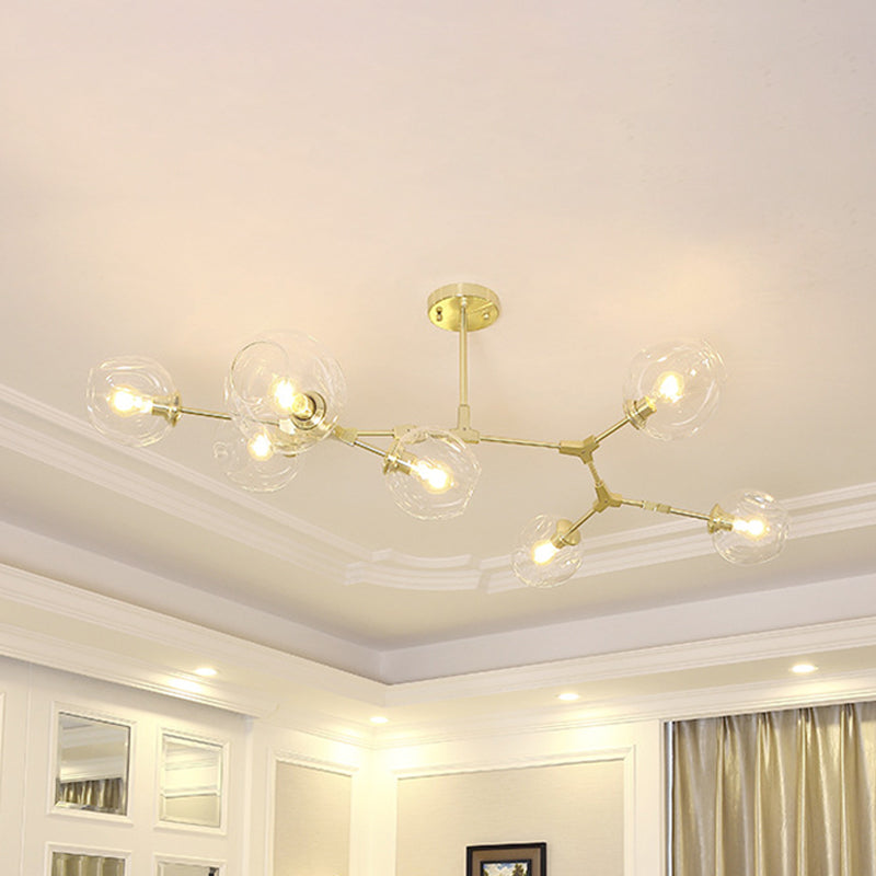 Molecola oro lampadario sospeso il lampadario postmoderno 5/7 luci a soffitto metallico con coppia di vetro in chiaro