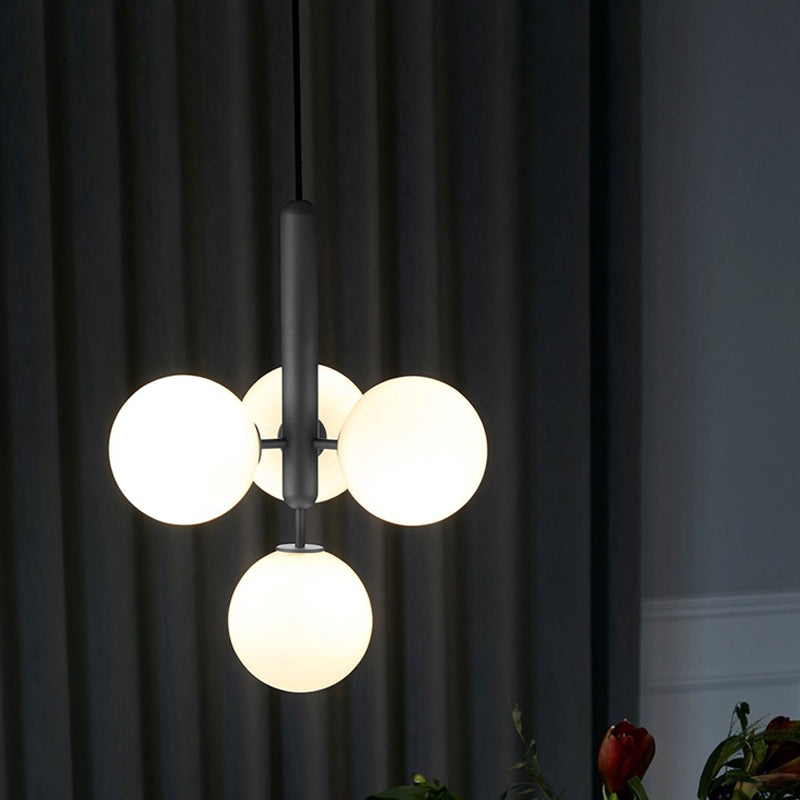 Sfuta a forma di barra a forma di sospensione avorio vetro 4 teste semplici lampadario stile lampadario in nero