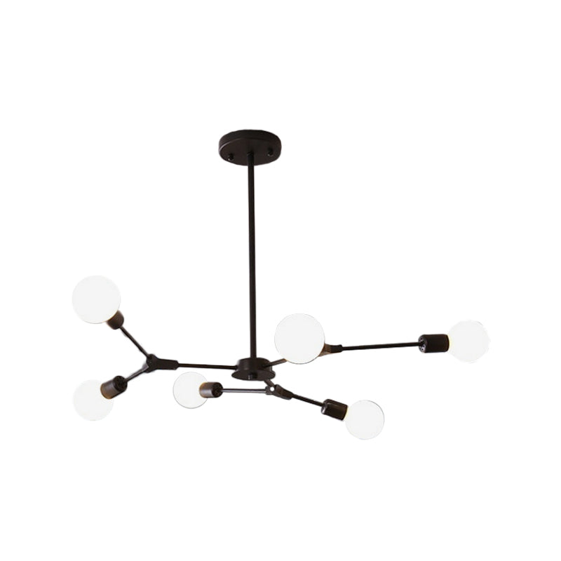 Postmodern Adjustable Branch Pendant Lamp Metallic 6/9 Lights Living Room Chandelier in Black/Gold