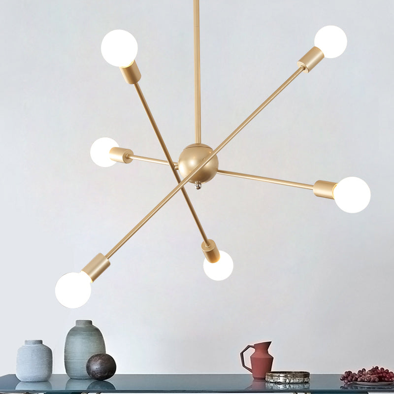 Gold Sputnik Ceiling Suspension Lamp Postmodernism 6/8 Bulbs Metal Chandelier Light