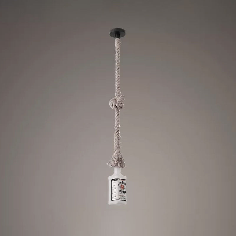 1/6/9-Bulb Frosted White Glass Island Lamp Loft Style Black Wine Bottle Restaurant Plafond Suspension Lamp