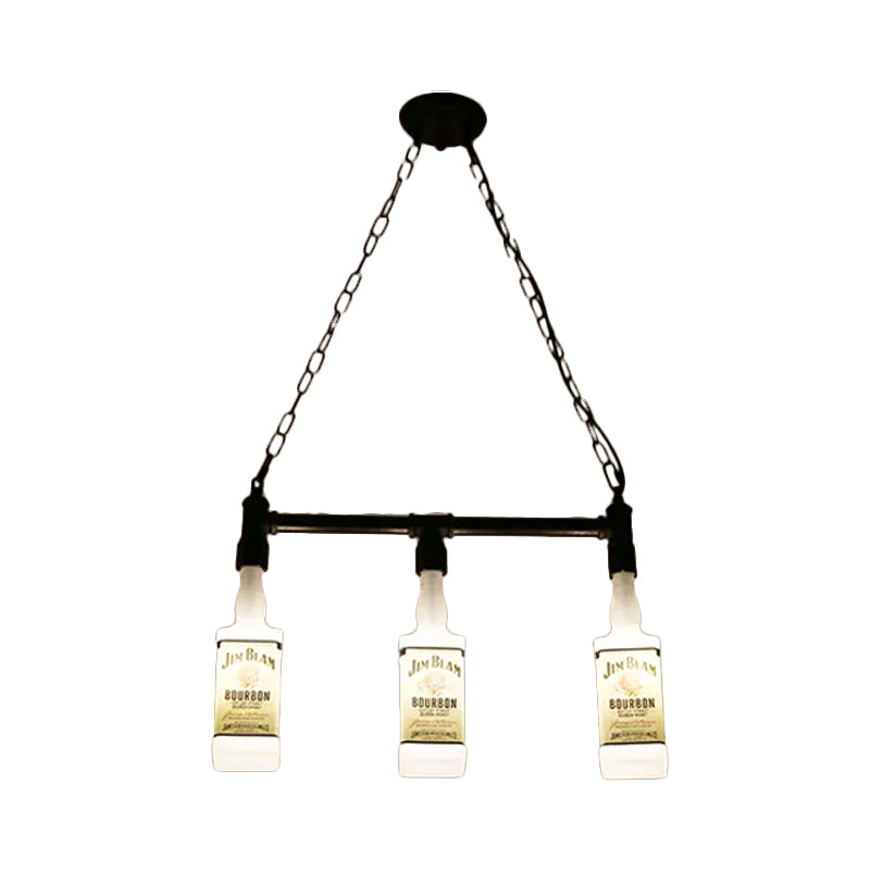 1/6/9-Bulb Frosted White Glass Island Lamp Loft Style Black Wine Bottle Restaurant Plafond Suspension Lamp