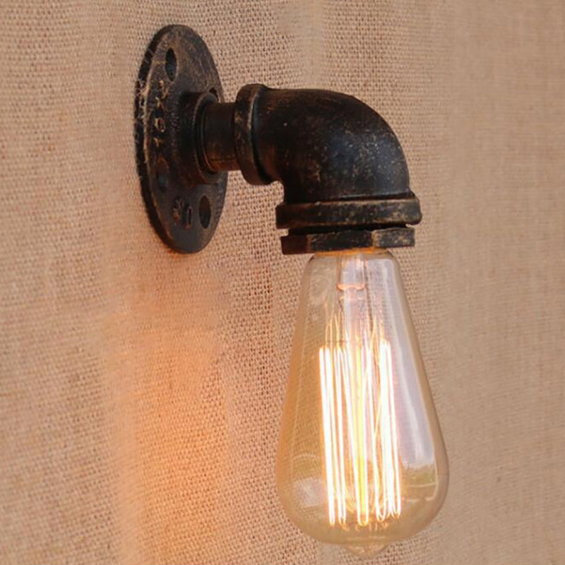 Water Pipe Wrought Iron Wall Lamp Fixture Industrial 1/3-Light Kitchen Wall Mounted Light in Bronze