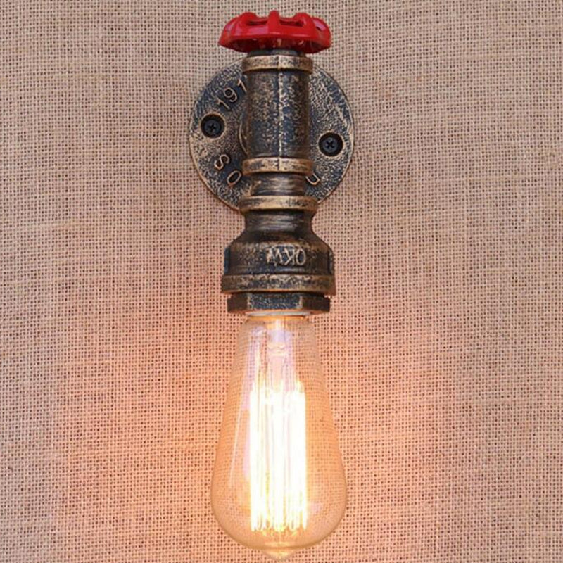 Pipe d'eau Waght Iron Wall Lampe Fixture Industrial 1/3-Light Kitchen Murd Murd Light in Bronze
