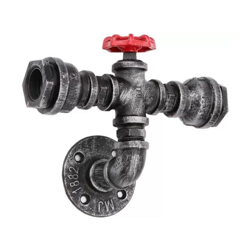 Iron Silver/Bronze Wall Mounted Lamp Water Pipe Head 2-Light Industrial Wall Lighting Ideas for Bistro