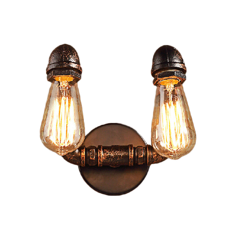 Gebogene Rohrleitungen Badezimmer Wandlampe Industrial Metall 2 Leuchten Bronze Wandmontage Leuchte