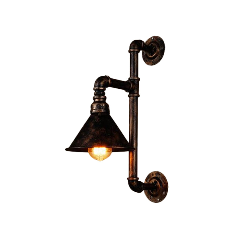 Industrielle Stil konische Wandlampe 1 Kopf Eisenwandhalterung mit Klammer in antiker Bronze
