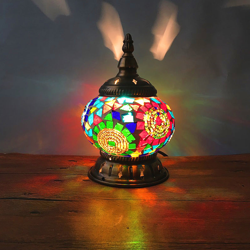1 hoofdbol tafellamp traditioneel rood/oranje/lichtblauw gekleurd klassen nachtkastje lamp voor slaapkamer