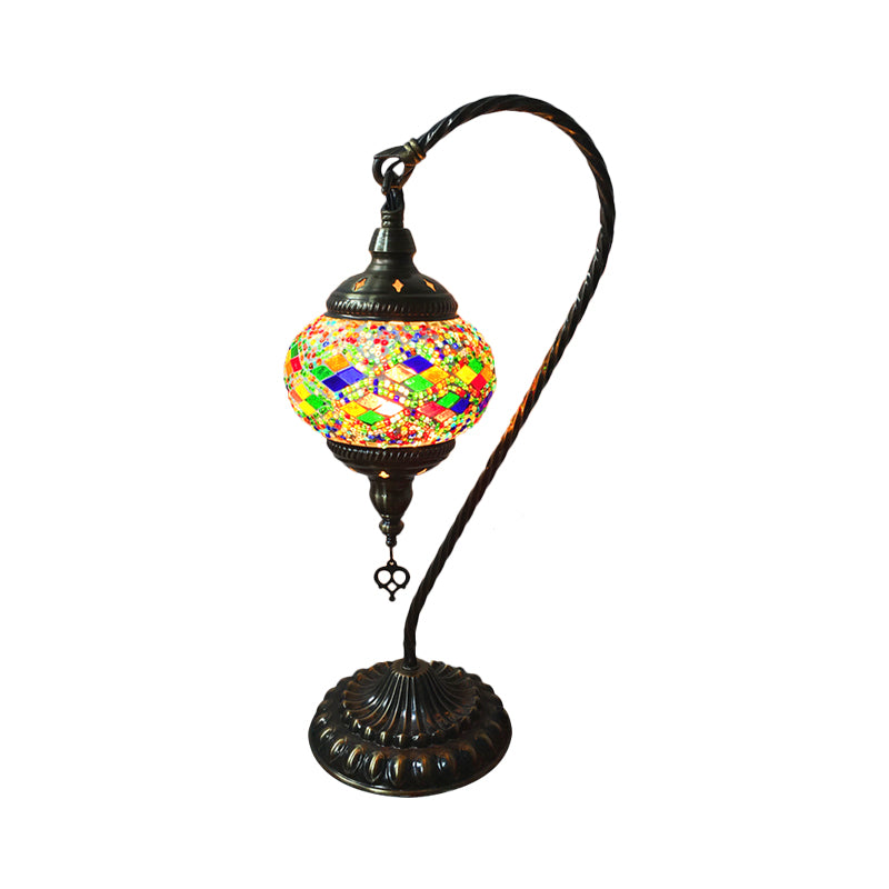 Tavolo da letto a braccio curvo leggero vetro arte arte retrò singola lampadina bianca/gialla/arancione comodini