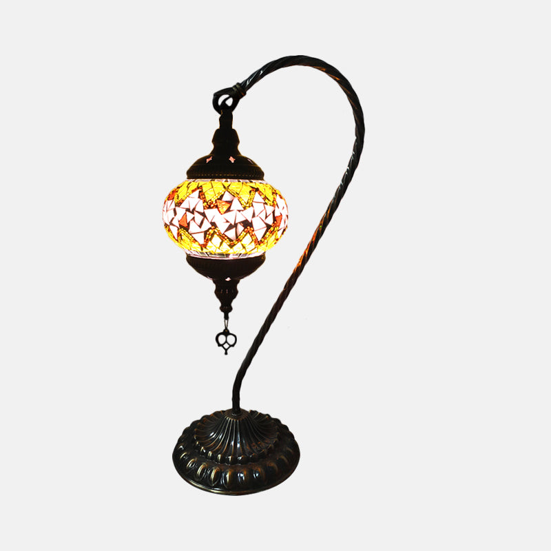 Tavolo da letto a braccio curvo leggero vetro arte arte retrò singola lampadina bianca/gialla/arancione comodini