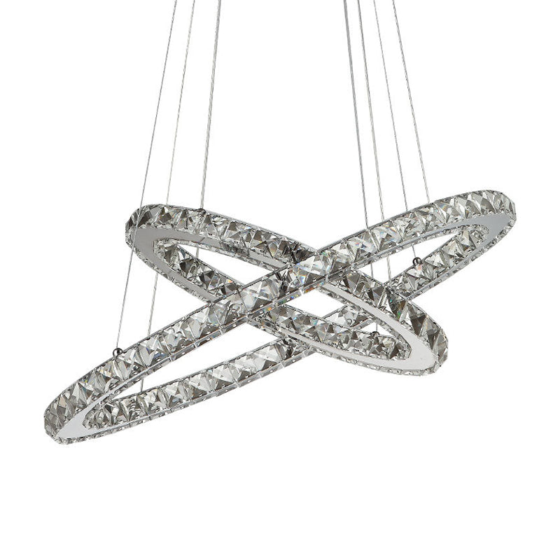 Interlaced Crystal Ring Chandelier Glam LED Ceiling Fixture