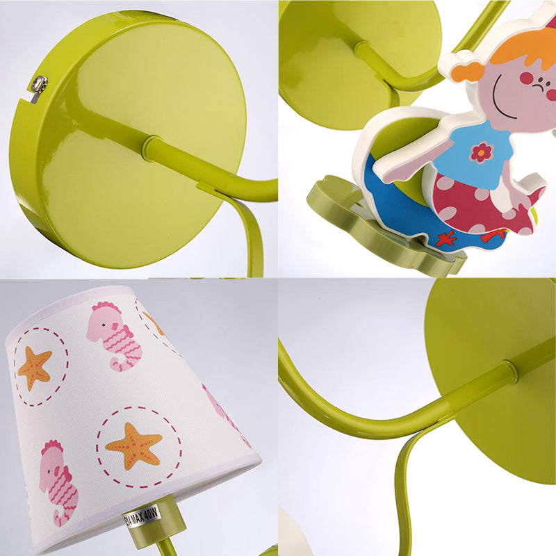 Wood Princess Wall Light met Seahorse Girls Slaapkamer 1 hoofd Cartoon Wall SCONCE