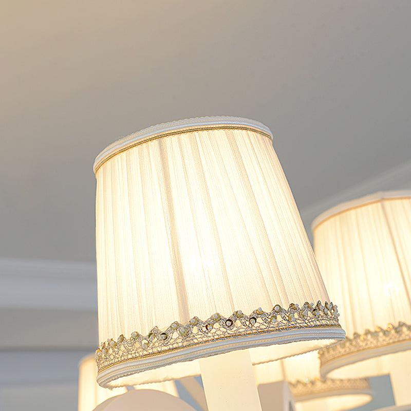 Modern Fold Tapered Shade Wall Light with Wheel Metal 1 Light Wall Lamp in White