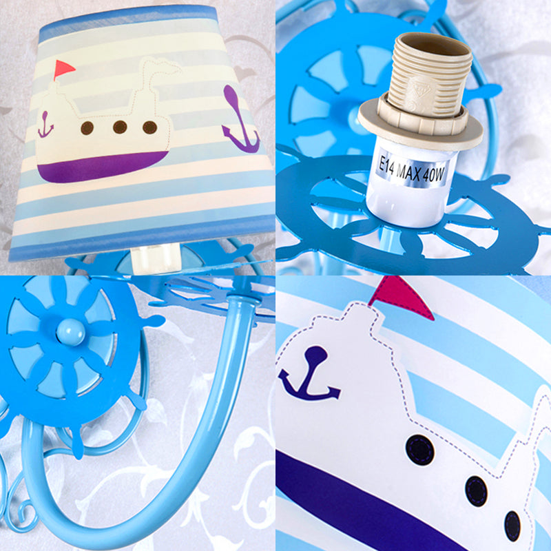 Ocean Style scheepsmuurlicht met roer 1 bol blauwe wand sconce voor kinderslaapkamer
