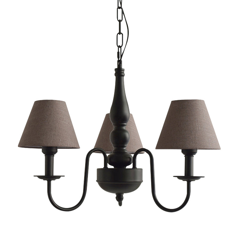 Three Lights Bucket Shade Chandelier Kids Metal Hanging Light for in Black for Kindergarten