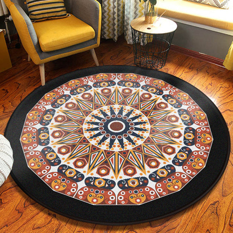 Tapis de chambre à coucher jaune et noir Americana Southwestern Raping Polyester Area Responsie