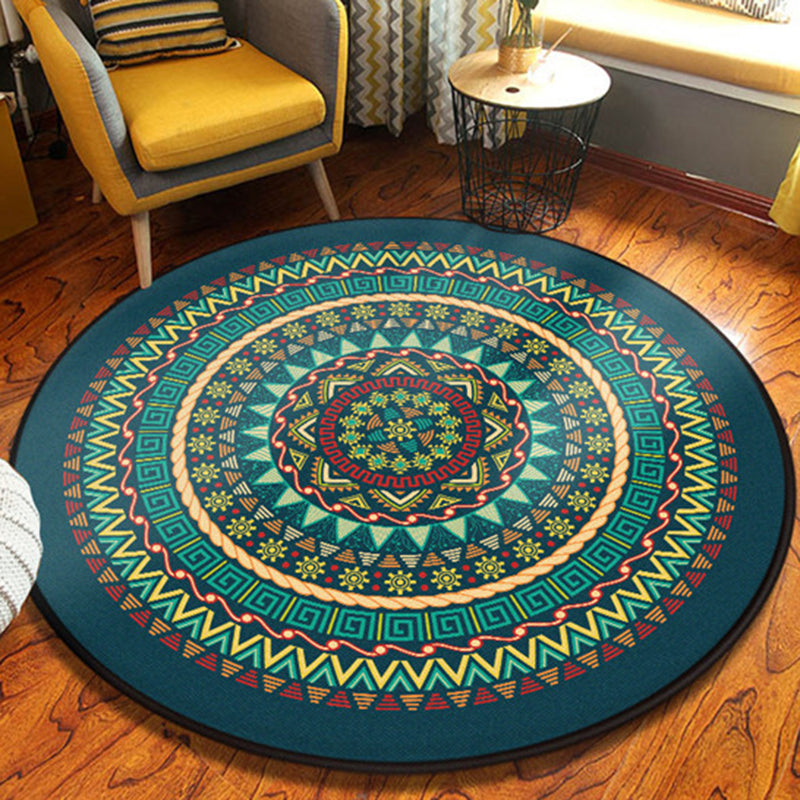 Vintage Southwestern Rug Light Green Americana Rug Polyester Washable Carpet for Living Room