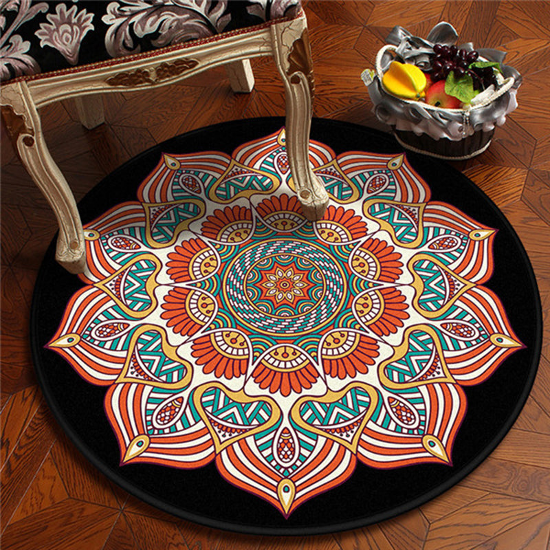 Americana Southwestern Floral Raping Orange et Red Polyester tapis lavable pour chambre à coucher