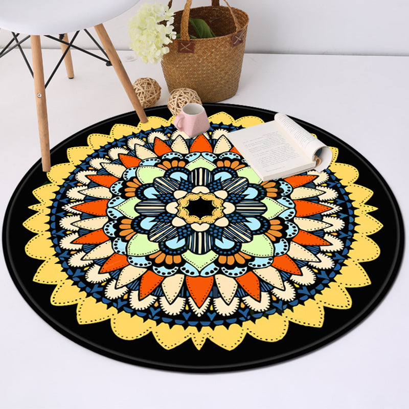 Tapis Americana jaune et noir Polyester Southwestern Rapis de support sans glissement pour chambre à coucher