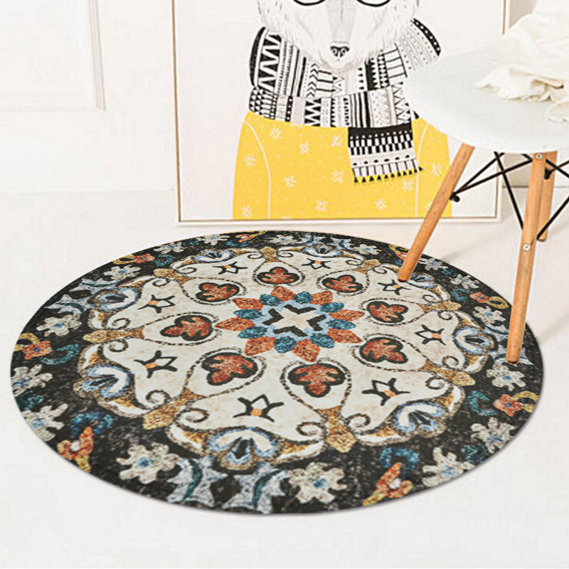 Vintage Southwestern Teppich Weißer und Schwarzer Stammesteppich Polyester Nicht-Rutsch-Hintergrund Teppich für Schlafzimmer