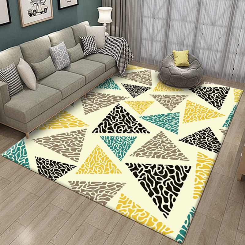 Casual Geometric Colorblock Print Rug Multicolor Polyester Rug Washable Rug for Living Room