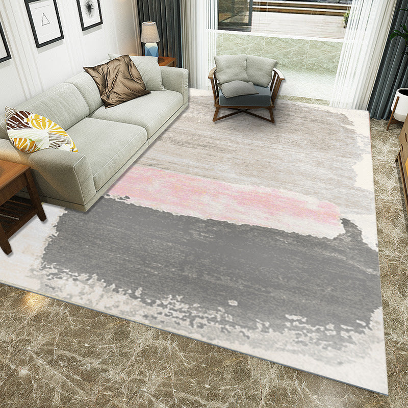 Novelty Abstract Rug Yellow and Grey Polyester Rug Machine Washable Non-Slip Backing Area Rug for Living Room